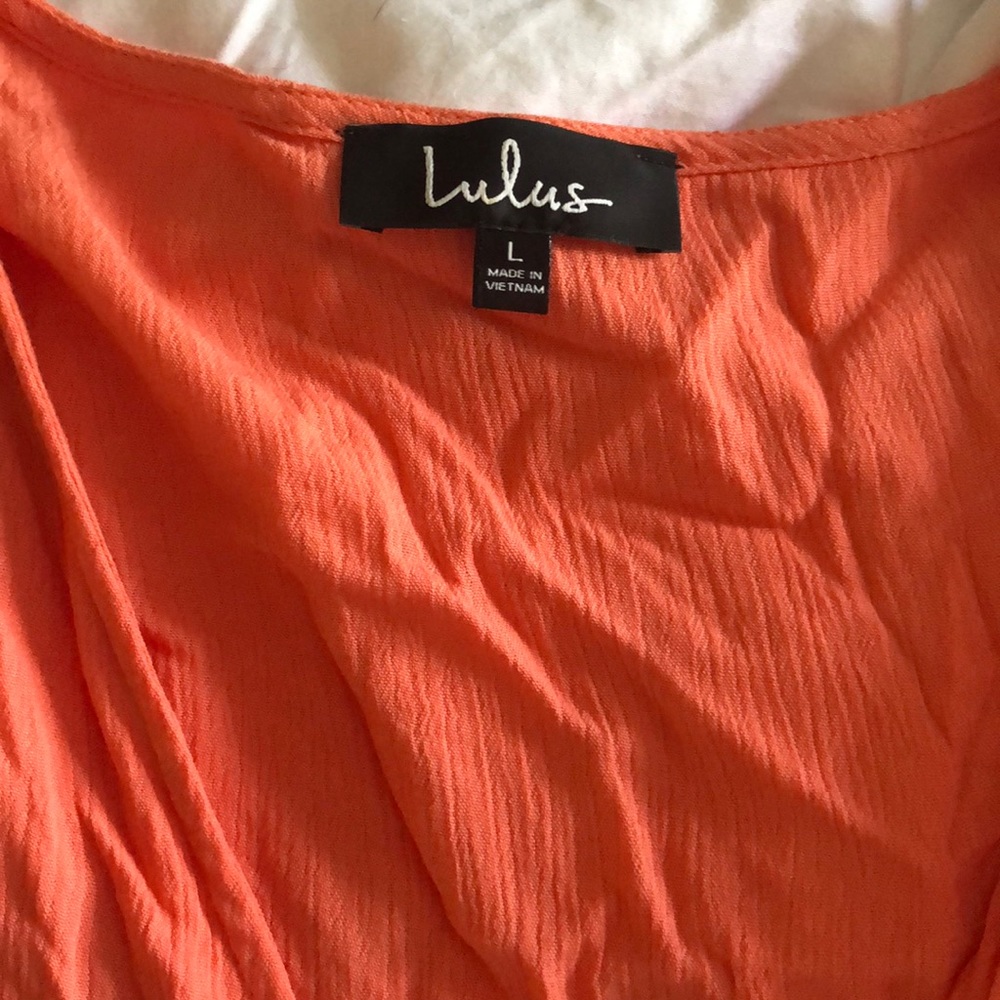 Lulus wrap dress in coral pink